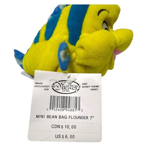 NWT 90s Disney Store FLOUNDER LITTLE MERMAID Vintage DISNEY Mini Beanie Doll - Picture 4 of 5